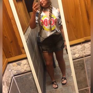 american eagle black denim skirt size 8.